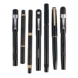 Seven vintage fountain pens, including: Monte Rosa, a black fountain pen  Seven vintage fountain