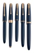 Parker, Duofold, Maxima, a blue fountain pen, with an engraved cap band  Parker, Duofold, Maxima,