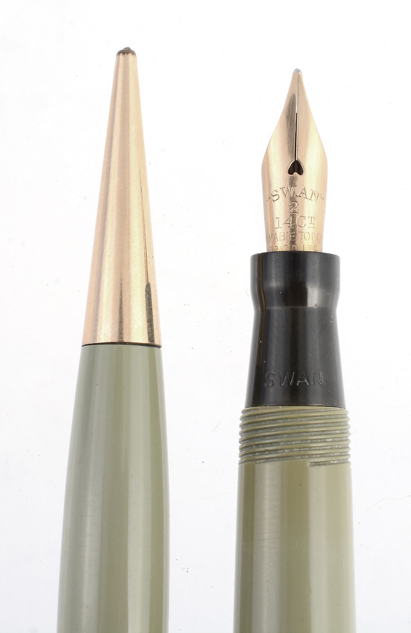 Mabie Todd & Co Ltd, Swan, a torpedo shaped pastel green fountain pen  Mabie Todd  &  Co Ltd, Swan, - Image 2 of 2