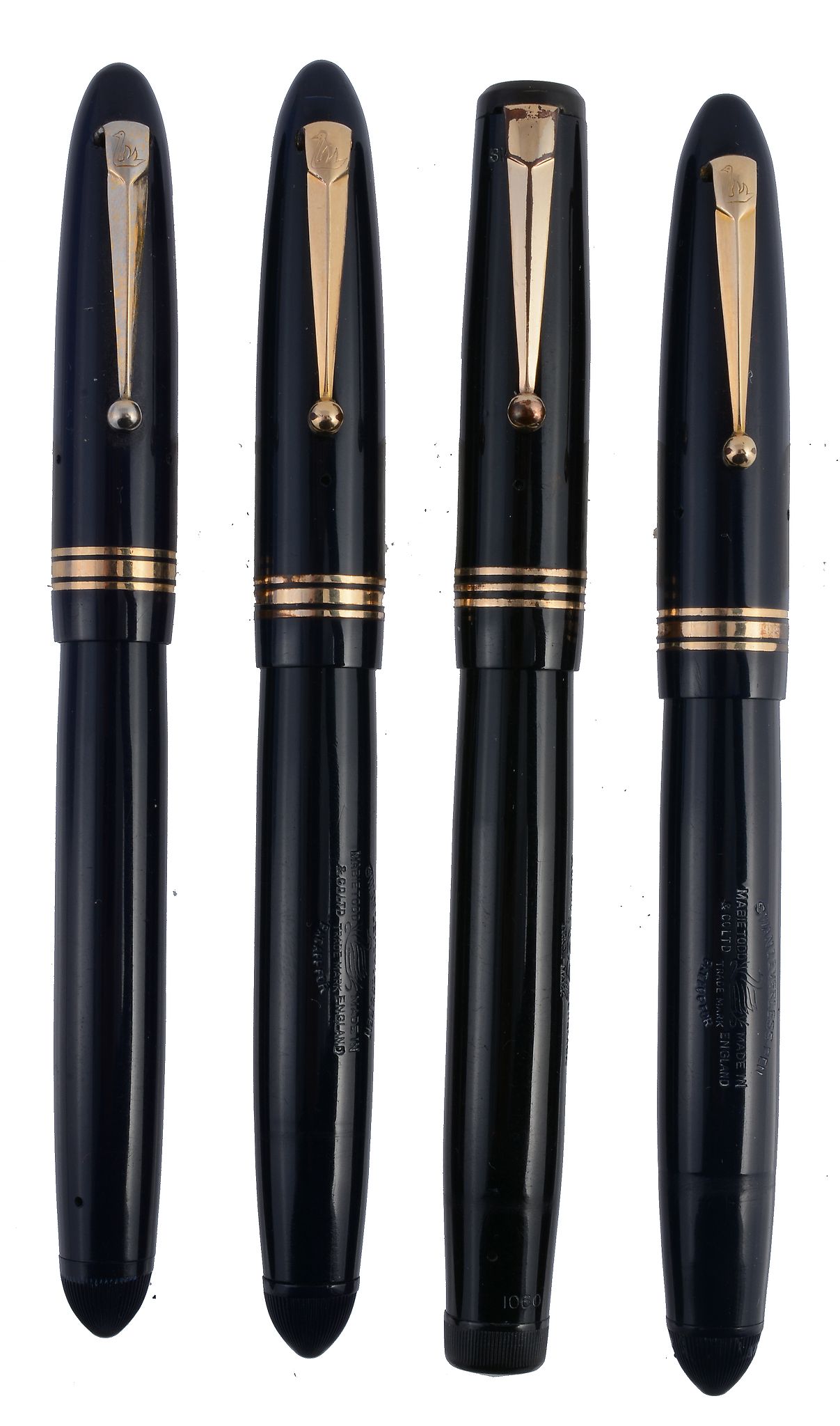 Mabie, Todd & Co., Swan, Leverless pen, a blue fountain pen  Mabie, Todd  &  Co., Swan, Leverless