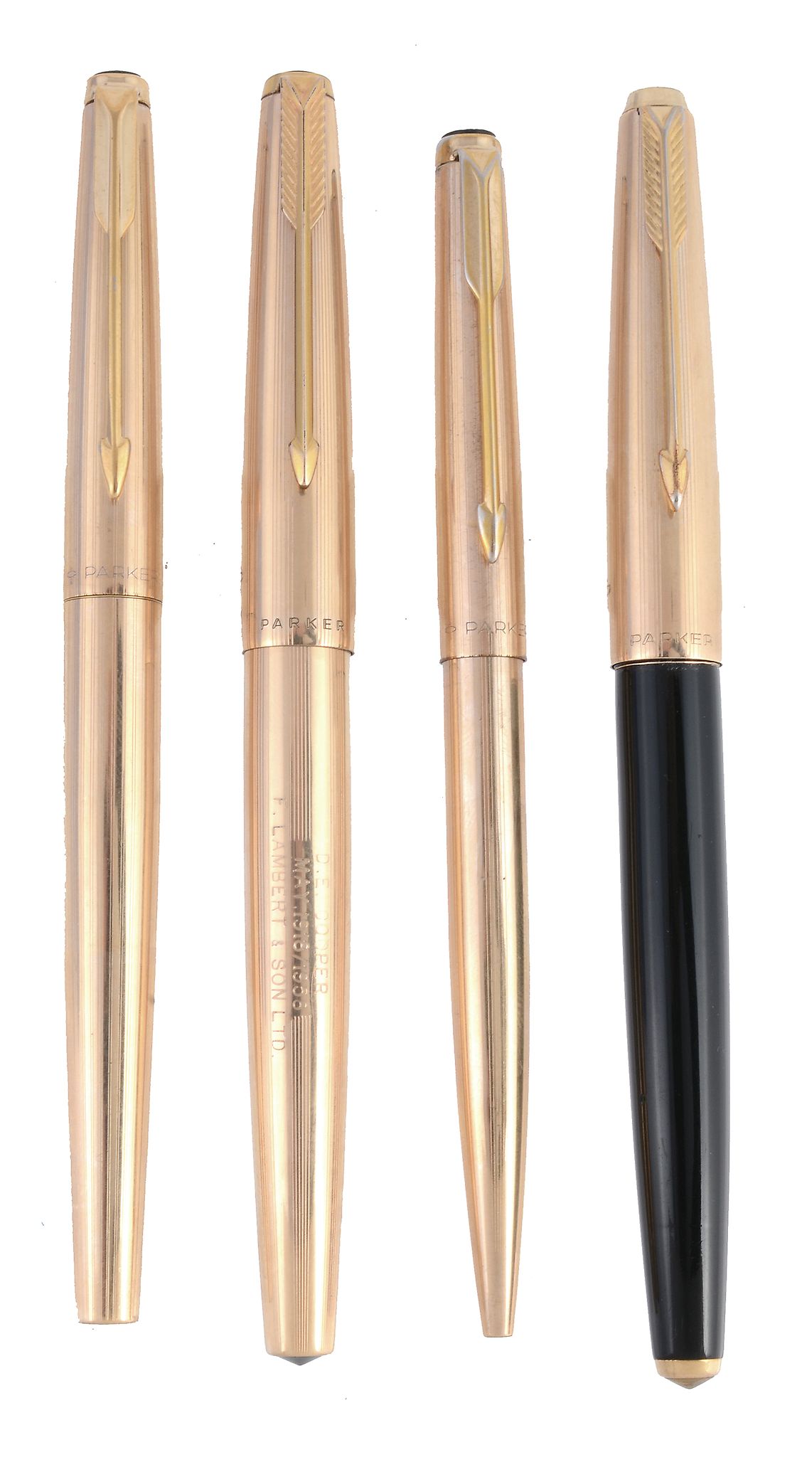 Parker, 61, a rolled gold fountain pen, with a striated cap and barrel  Parker, 61, a rolled gold