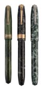 Conway Stewart, 36, a green striated fountain pen, the nib stamped 14ct and 5N  Conway Stewart,
