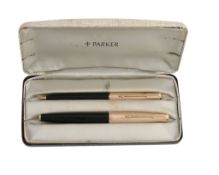 Parker 61, a fountain pen and pencil, the fountain pen with a black resin...  Parker 61, a