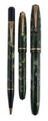 Conway Stewart, 45, a green marbled fountain pen, the nib stamped 14ct  Conway Stewart, 45, a