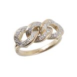 A diamond ring, composed of interlinking hoops set with brilliant cut diamonds  A diamond ring,