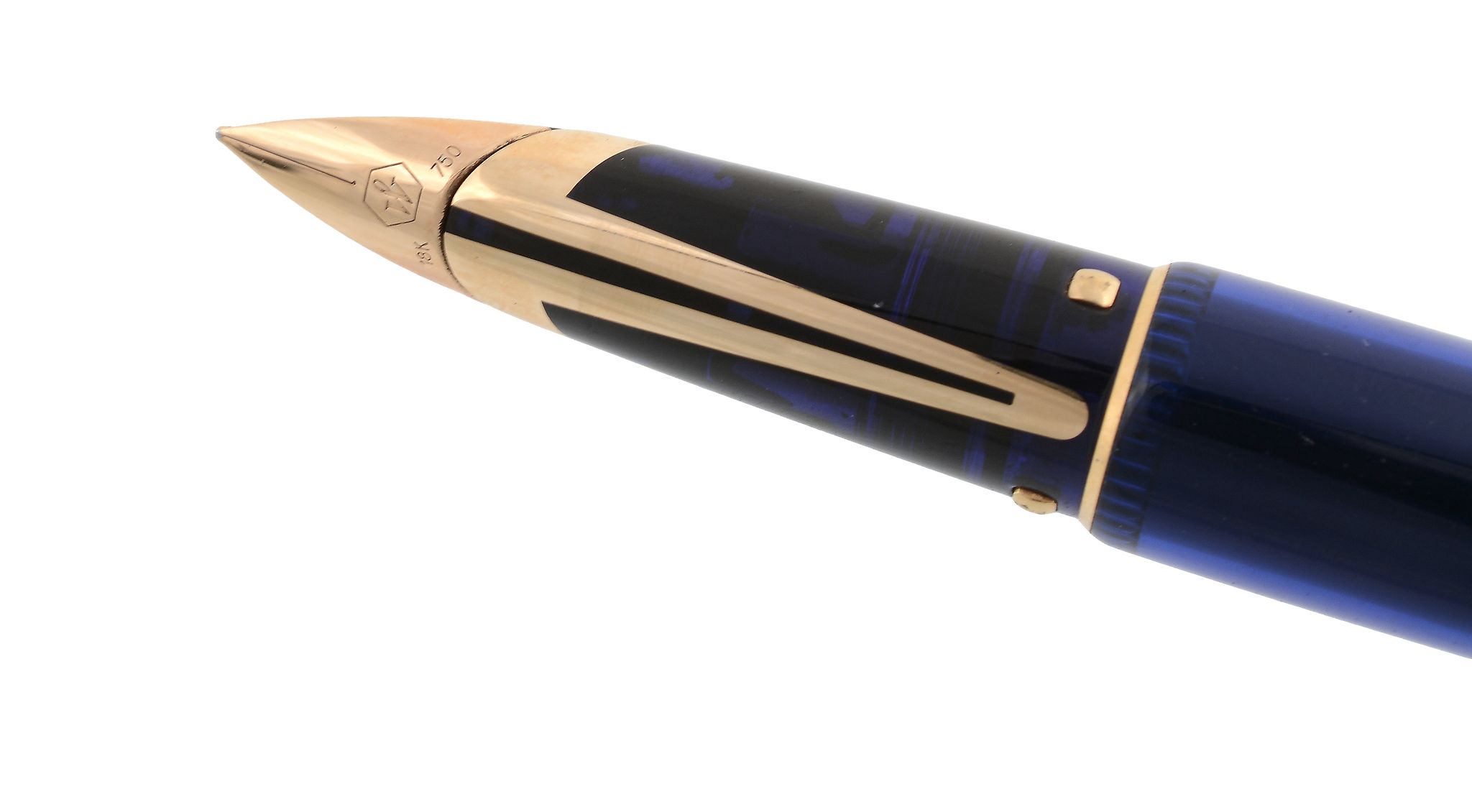 Waterman Edison fountain pen, with blue resin barrel and gilt metal cap  Waterman Edison fountain - Image 3 of 3