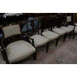 An Edwardian Sheraton Revival, rosewood, suite of chairs, two armchairs and four single chairs.