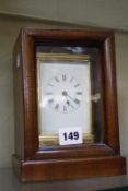 A French brass carriage clock, unsigned, late 19th century, the eight-day gong striking movement