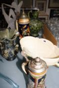 Two Continental musical steins (one AF) and other decorative items -8 Best Bid
