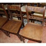 A set of six 19th Century country Sheraton design dining chairs with wooden panelled seats