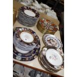 A quantity of Hamilton Imari patterned dinner plates (11), Ashworth Ironstone china dinner plates,