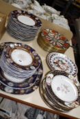 A quantity of Hamilton Imari patterned dinner plates (11), Ashworth Ironstone china dinner plates,