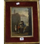 Continental School (19th Century) The Knife Sharpener Oil on canvas Unsigned 25cm x 18cm