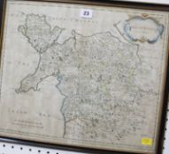 Robert Morden (fl.1668-1703) 'North Wales' Map Hand coloured engraving 36.5cm x 44cm