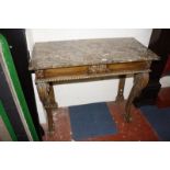 A 19th century pine console table with marbletop