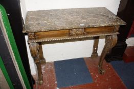 A 19th century pine console table with marbletop