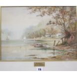 Rubens Southey (1881-1933) 'Dittisham' Watercolour Signed lower right 25cm x 36cm