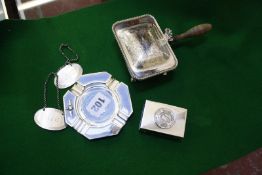 A small quantity of silver and silver plated items to include a RAF silver and enamel ashtray,