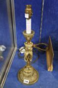 A 19th century style gilt bronze lamp, figural decorated, 45cm high (sold as parts)