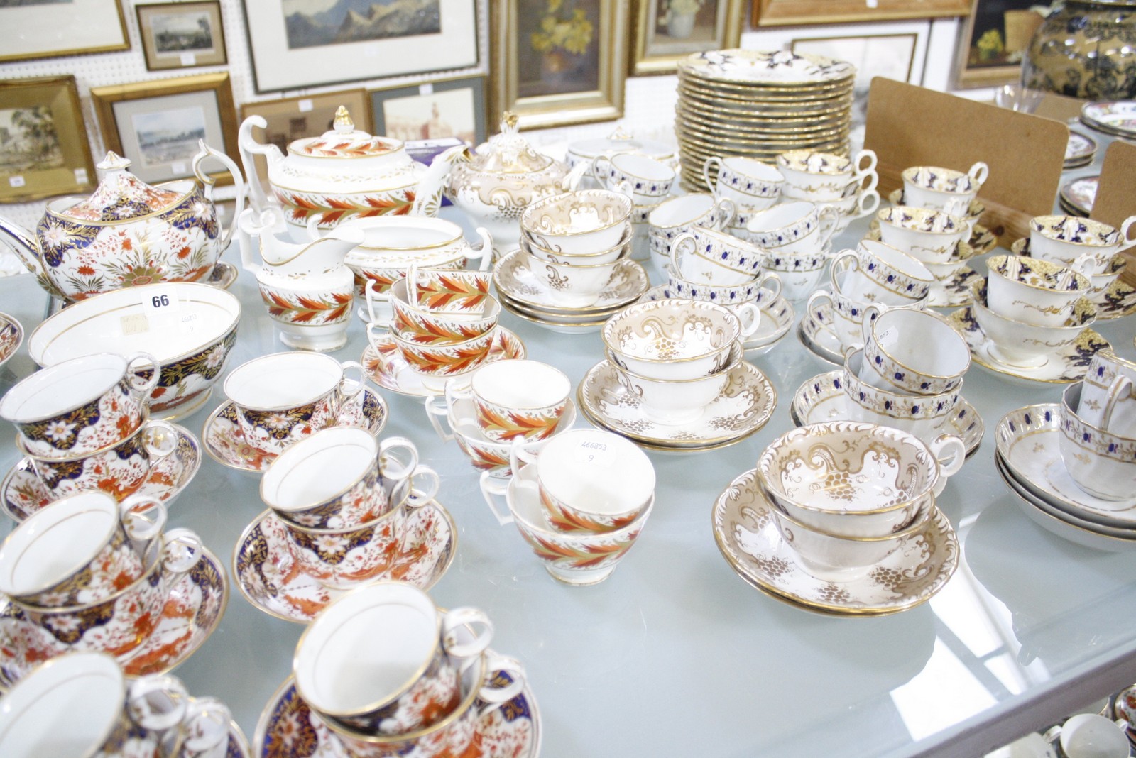 A quantity of 19th Century part services to include a pink lustre teapot and four matching - Image 2 of 3