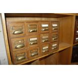 * An oak twelve drawer lantern slide chest, 4/500 approx. lantern slides, famous buildings and