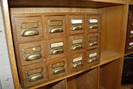 * An oak twelve drawer lantern slide chest, 4/500 approx. lantern slides, famous buildings and