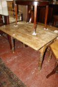 A pine Victorian kitchen table 108cm wide