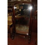 A Victorian style mahogany cheval mirror 154cm high, 87cm wide