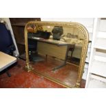 A Victorian style gilt decorated overmantel mirror 110cm high, 140cm wide