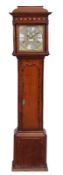 A George III mahogany banded oak eight-day longcase clock, the four pillar rack and bell striking