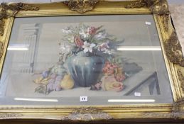 M. Popwitz (?) (20th Century) Still life of flowers in a vase Watercolour Signed lower right and