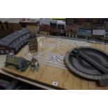 Fleischmann Railway HO Train set, to include mounted track on wooden board, turntable, locos,