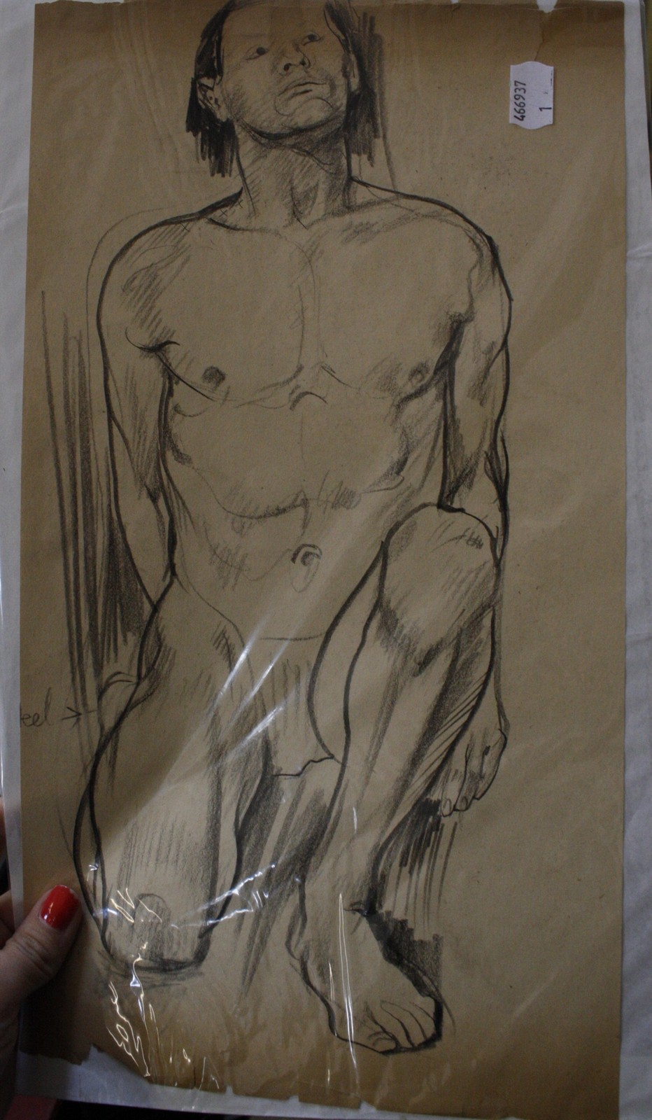 Edward Woore (1890-1951) Male life drawings Charcoal and red chalk Various sizes, unframed -8 - Image 2 of 2