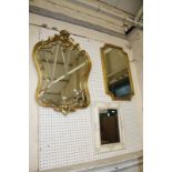 An 18th century style gilt mirror 98cm high, 60cm wide together with another gilt and painted