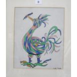 Odette Spier (20th Century) 'Rainbow Cock' Gouache Signed lower right 30cm x 24cm Best Bid