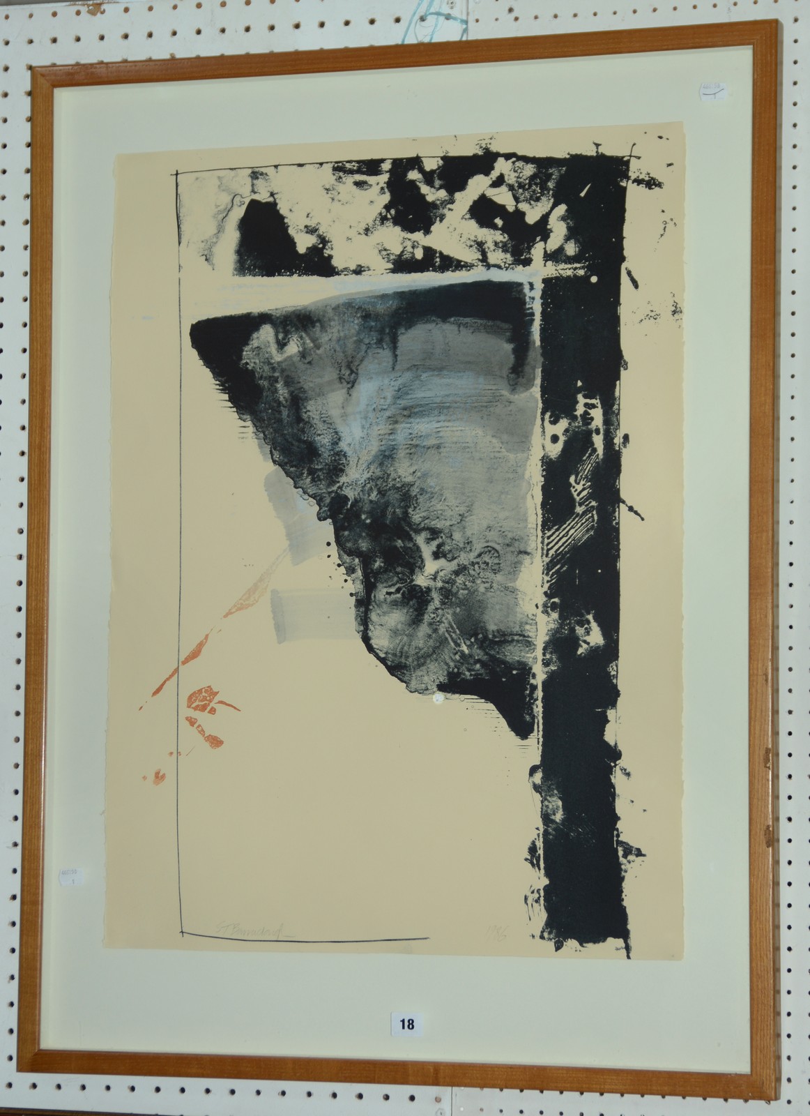 Stephen Barraclough (1953- 1987) Abstract Monoprint on paper Dated 1986 76cm x 56cm