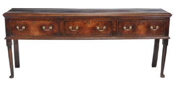 An oak dresser base, second half 18th century  An oak dresser base,   second half 18th century,