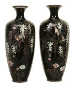 A large pair of Japanese cloisonne enamel vases  A large pair of Japanese cloisonne enamel