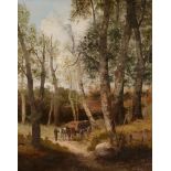 Continental School (19th Century) - Carthorses in a wooded landscape Oil on canvas Indistinctly