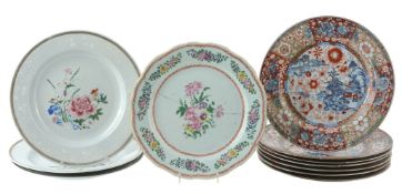 Three Chinese Famiile Rose Plates , Qianlong  Three Chinese  Famiile Rose   Plates  , Qianlong,