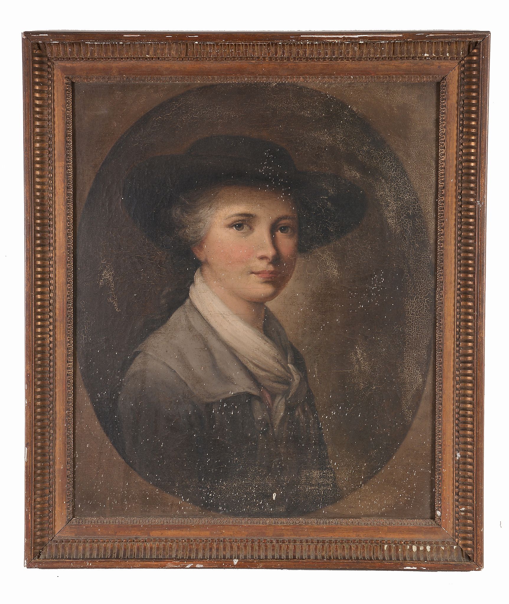 Continental School (19th Century) - Portrait of a young lady, wearing a hat, possibly a self - Image 2 of 2