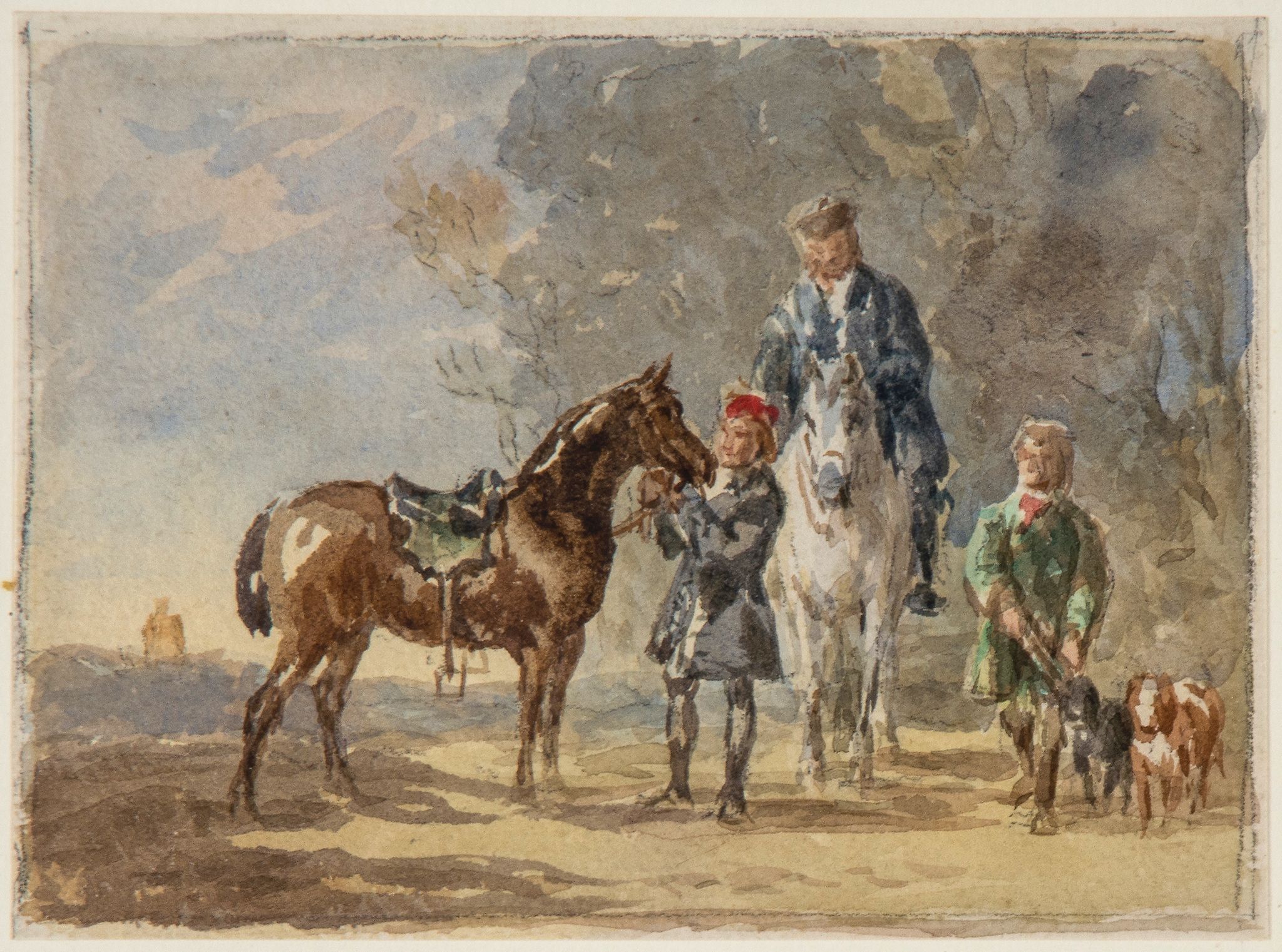 John Frederick Tayler PRWS (1802-1889) - A Scottish hunting party Watercolour over pencil 10 x