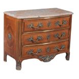 A marble topped kingwood commode in Louis XV style , 20th century  A marble topped kingwood