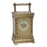 A French lacquered brass carriage clock, Richard and Company, Paris, circa 1900  A French