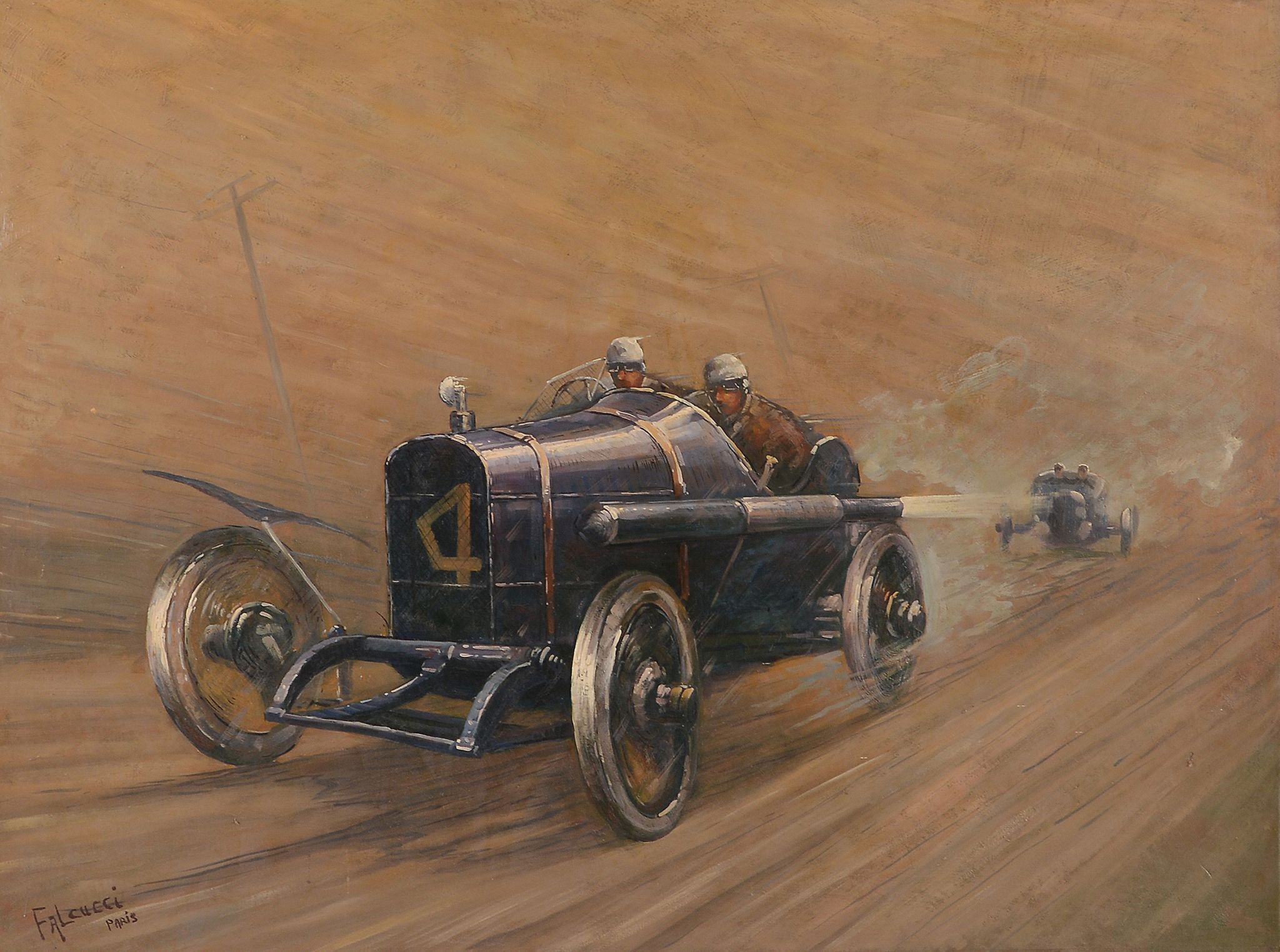 Manner of Robert Falcucci (1900-1982) - Motor racing Oil on canvas Bears signature and inscribed
