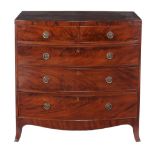 A late George III mahogany bowfront chest of drawers, circa 1800  A late George III mahogany