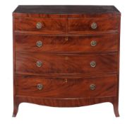 A late George III mahogany bowfront chest of drawers, circa 1800  A late George III mahogany