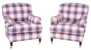 A pair of George Smith upholstered armchairs , of recent manufacture  A pair of George Smith