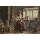 David W. Haddon (fl. 1884-1914) - Preparing for the Night Oil on canvas Signed lower right 30.5 x