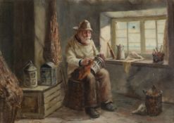 David W. Haddon (fl. 1884-1914) - Preparing for the Night Oil on canvas Signed lower right 30.5 x